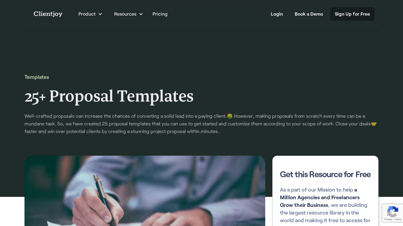 Proposal Templates for Agencies Landing page
