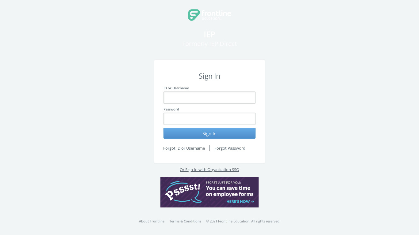 IEP Direct Landing page