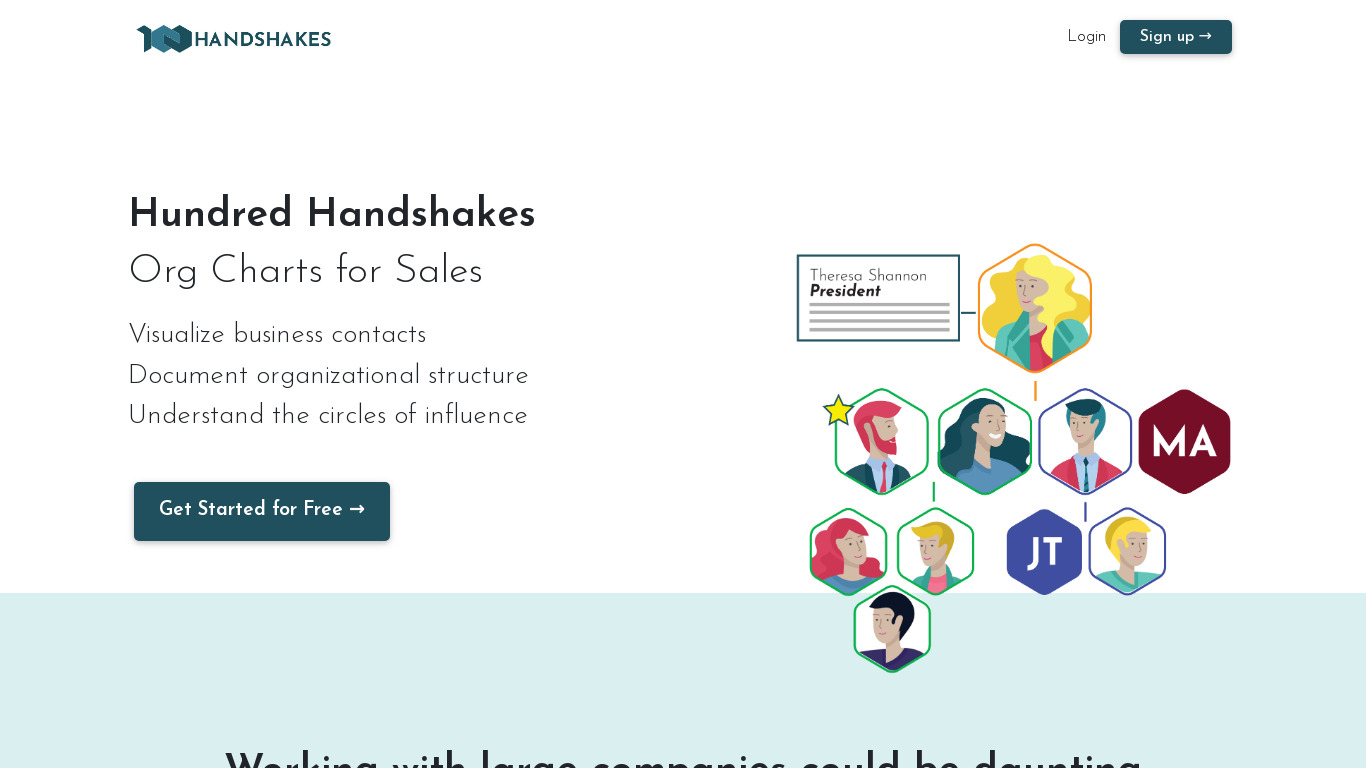 Hundred Handshakes Landing page