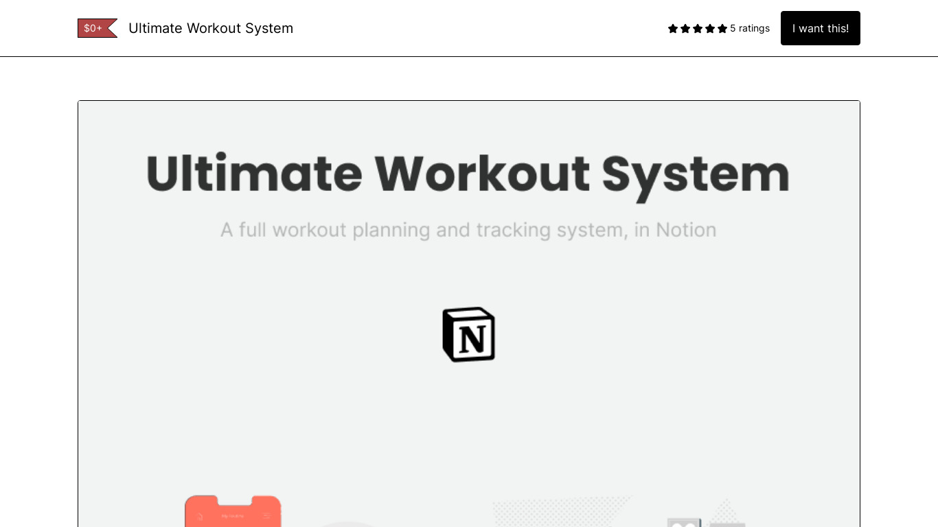 Ultimate Notion Workout System Landing page