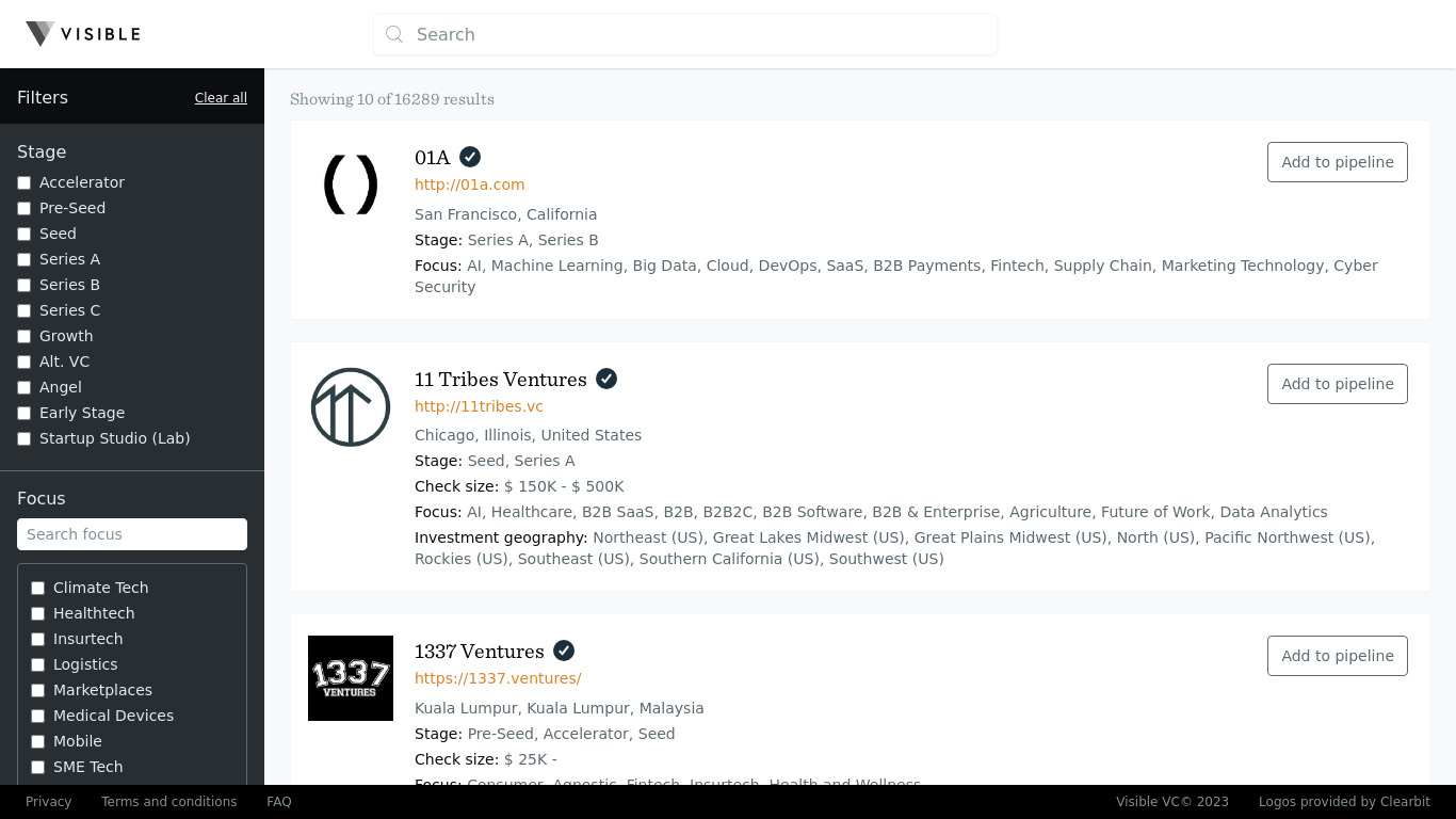 Visible Connect Landing page