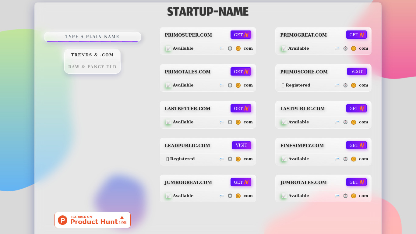 Startup-Name Landing page
