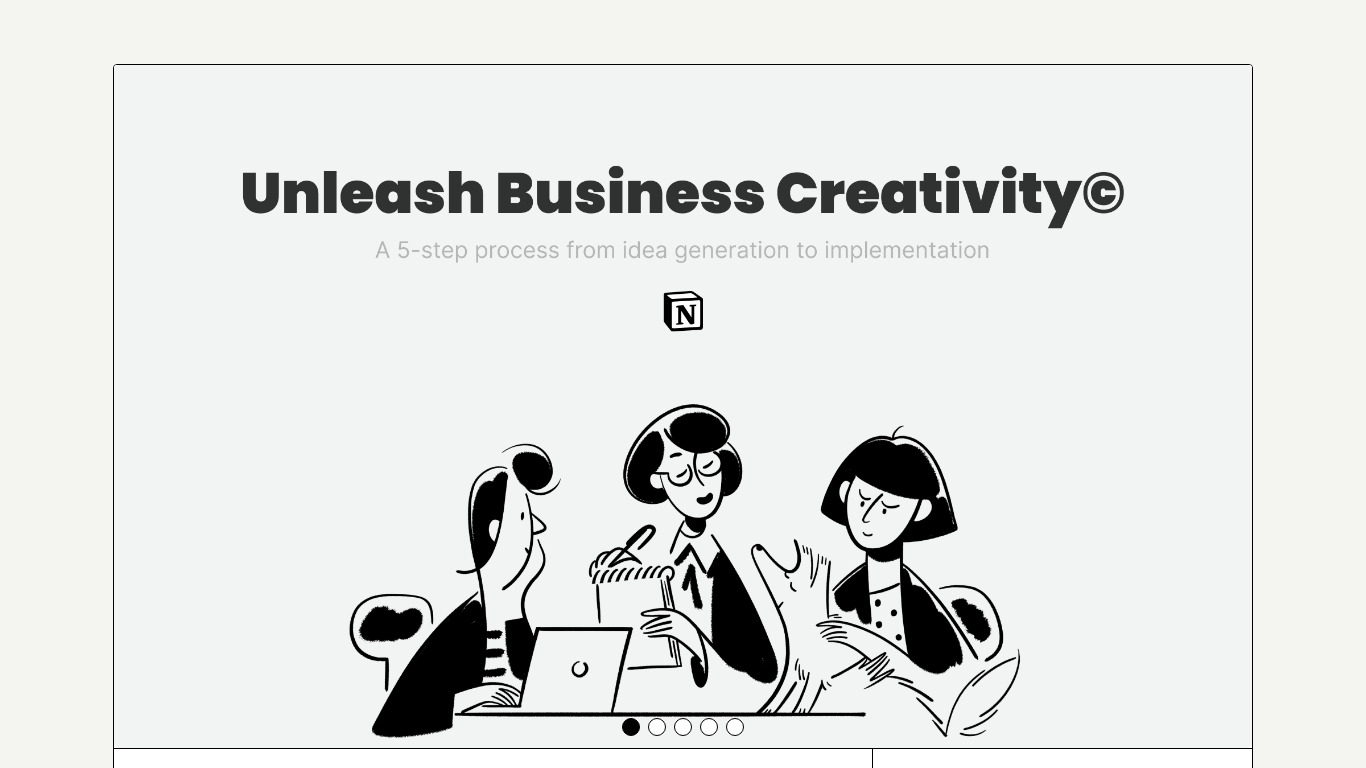 Unleash Business Creativity in Notion Landing page