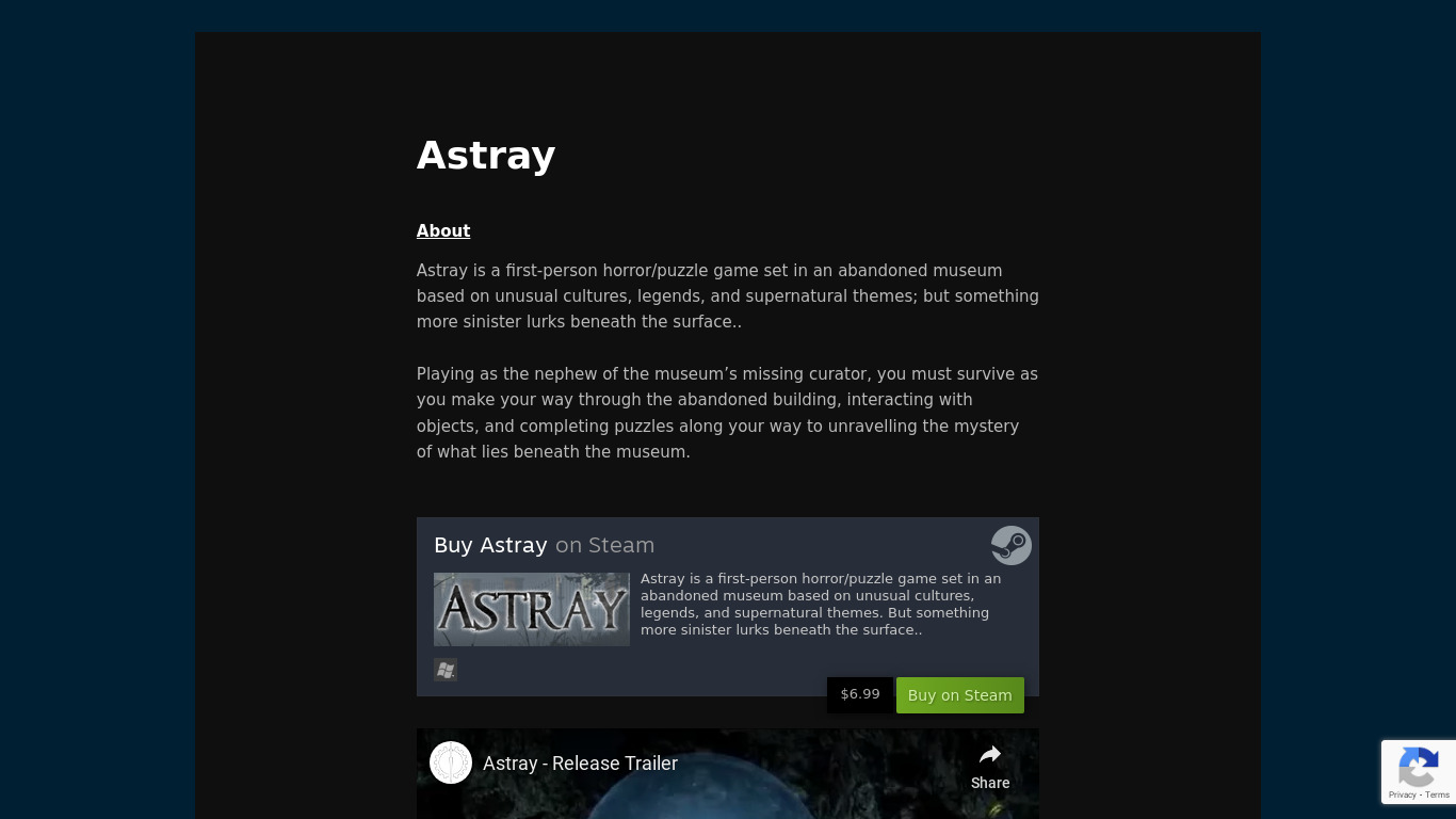 Astray Landing page