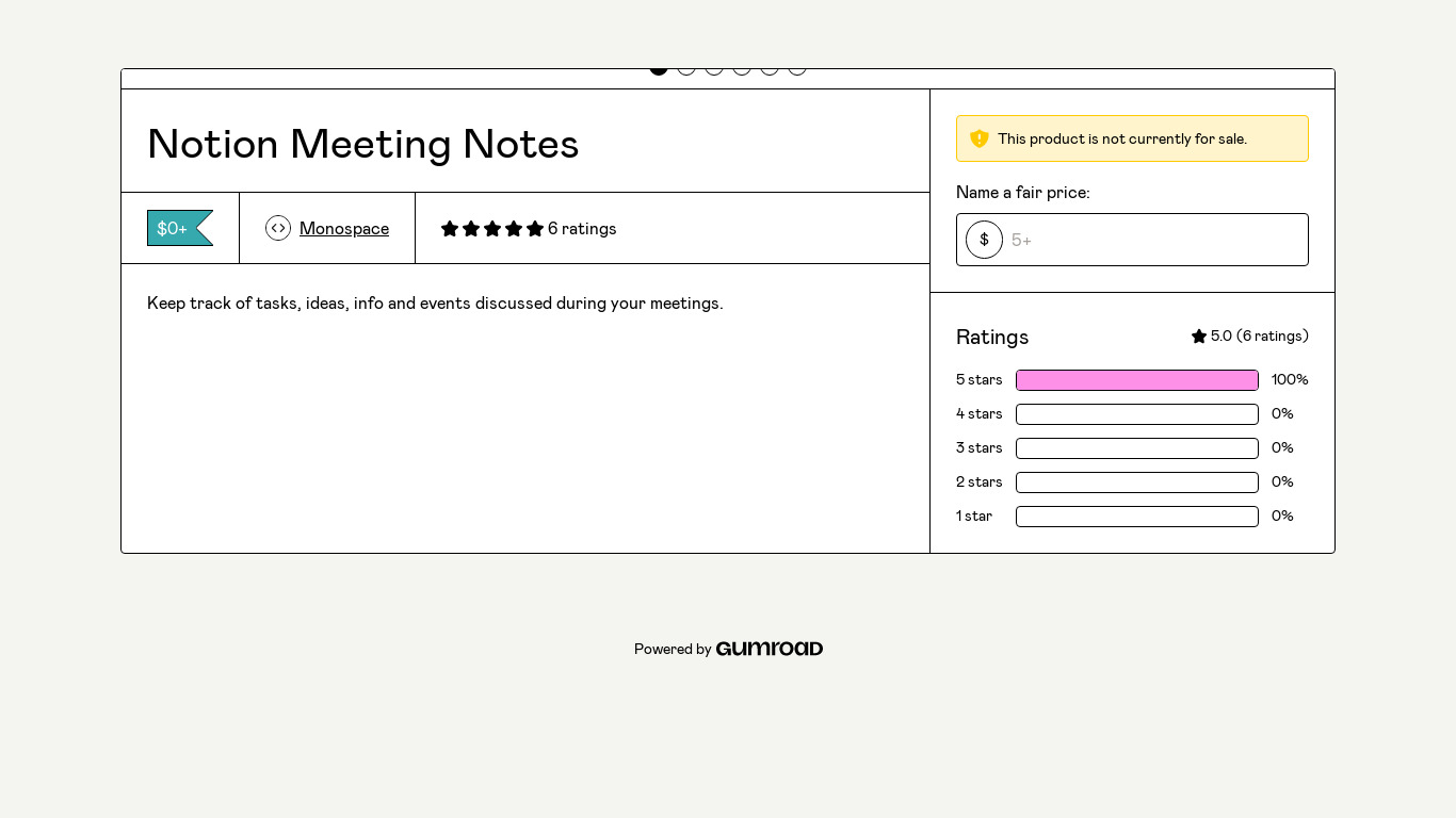 Notion Meeting Notes Landing page