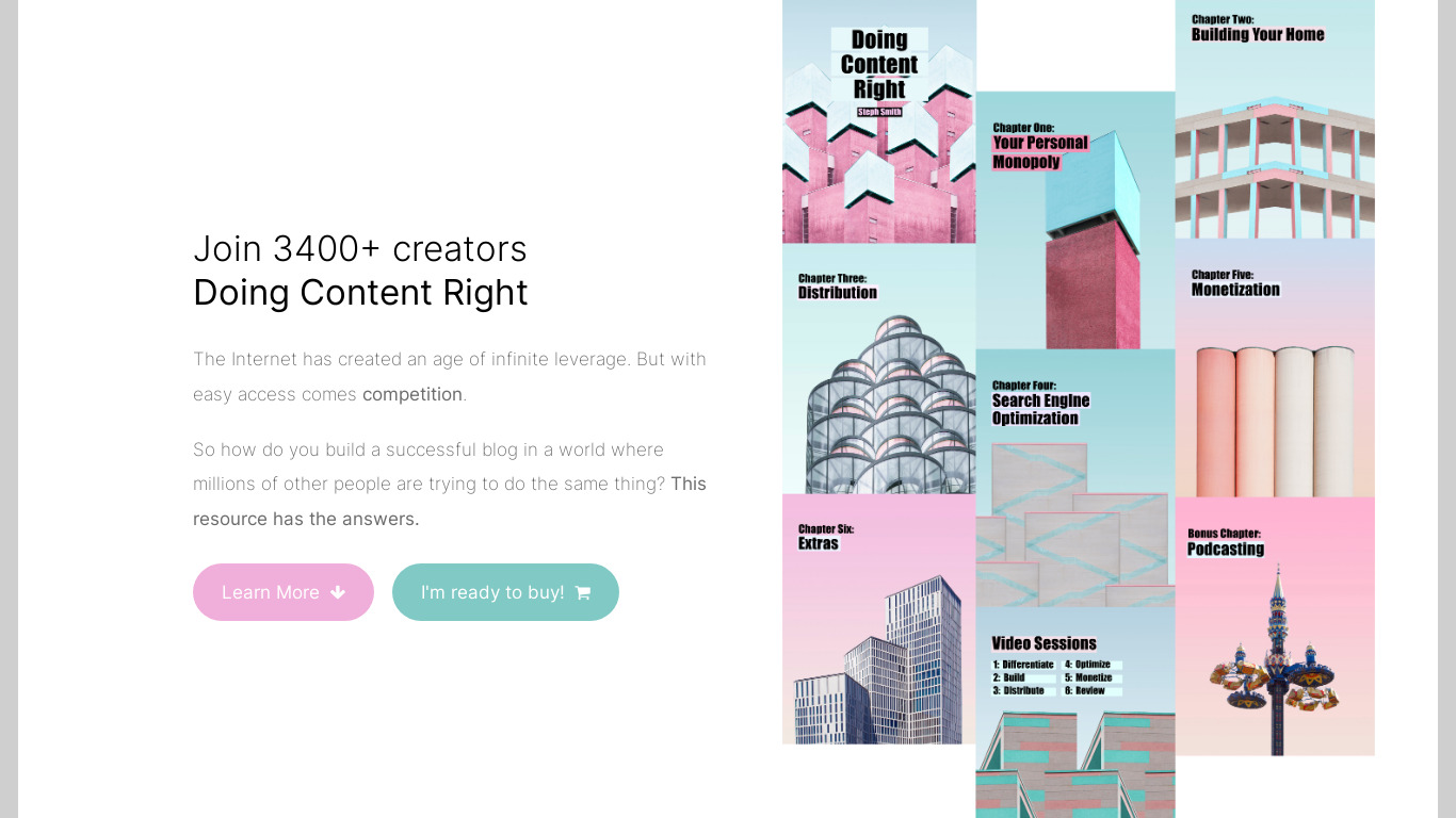 Doing Content Right Landing page