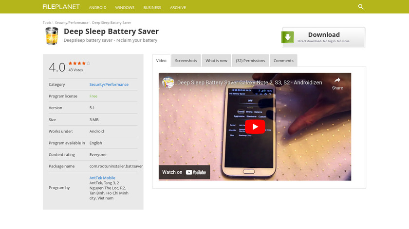Deep Sleep Battery Saver Landing Page
