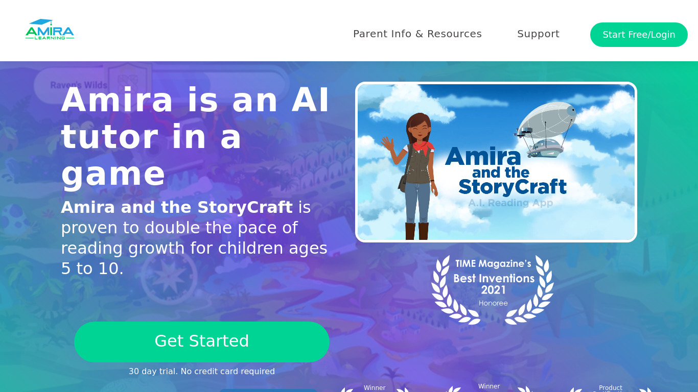 Read with Amira Landing page