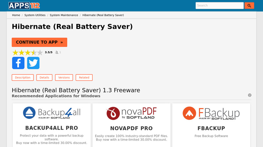 Hibernate - Real Battery Saver Landing Page