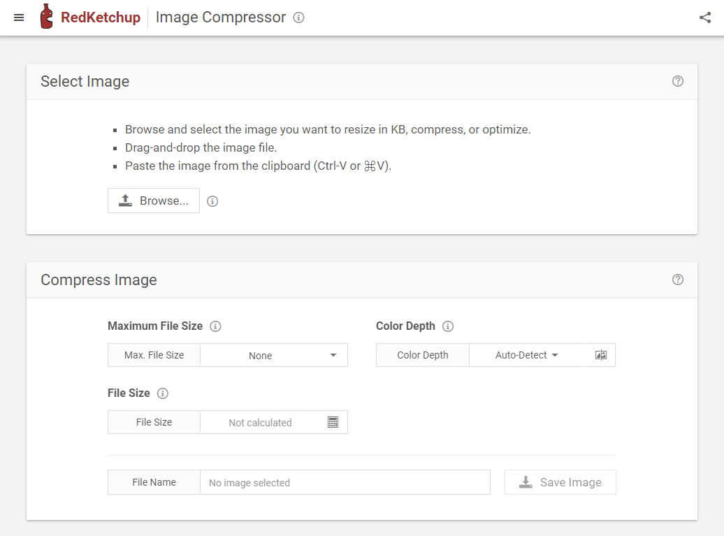 Image Compressor by RedKetchup Landing page