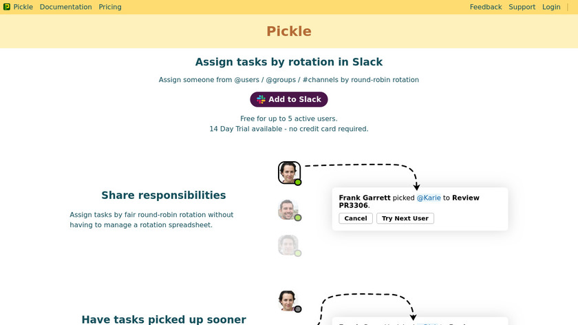 Pickle App for Slack Landing Page