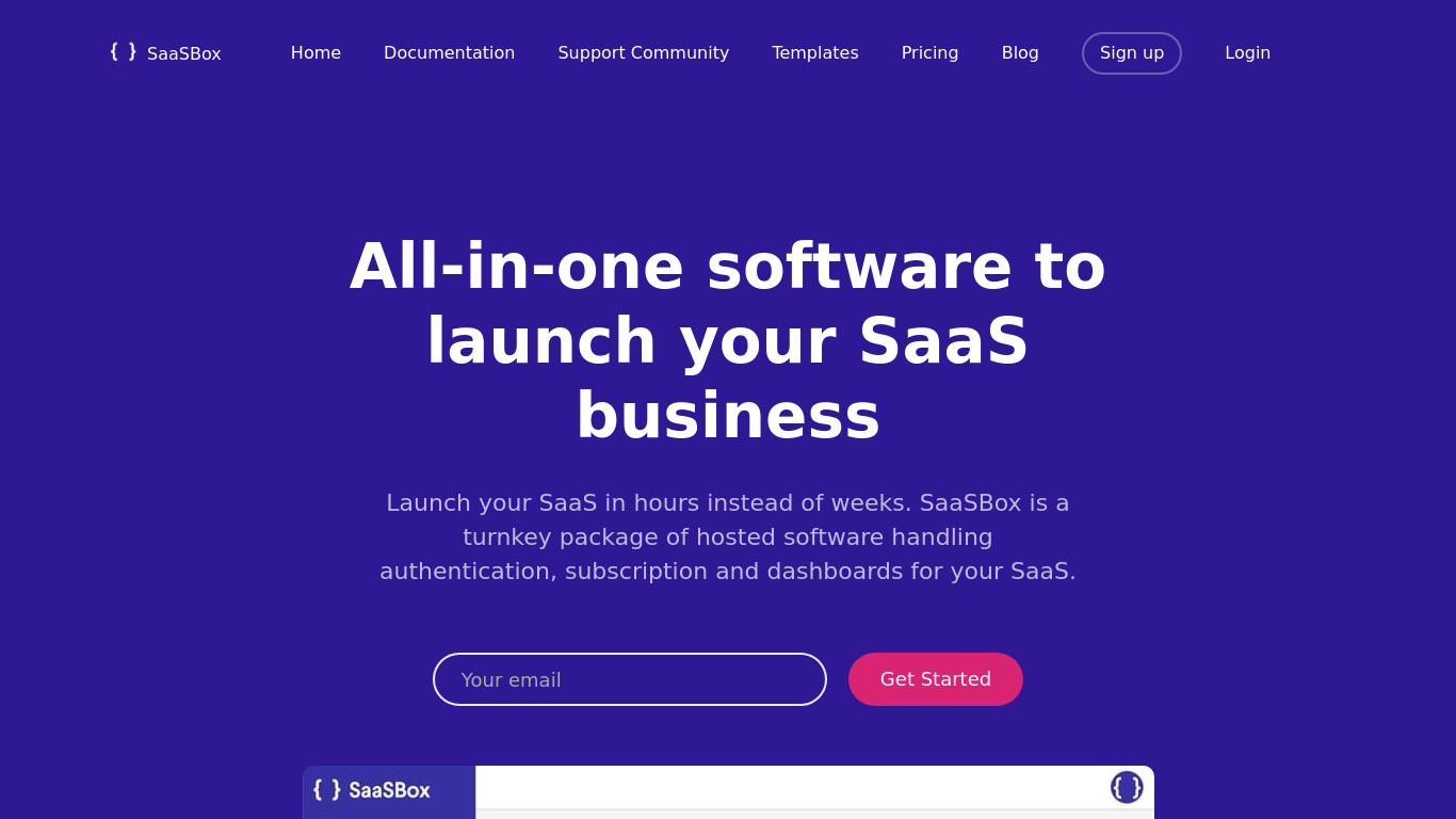 SaaSBox Landing page