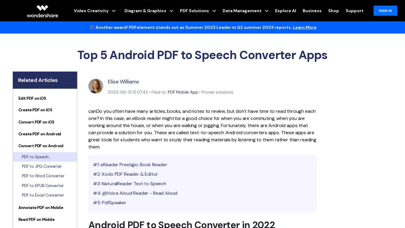 PDF Conversion Tool for Android Landing page