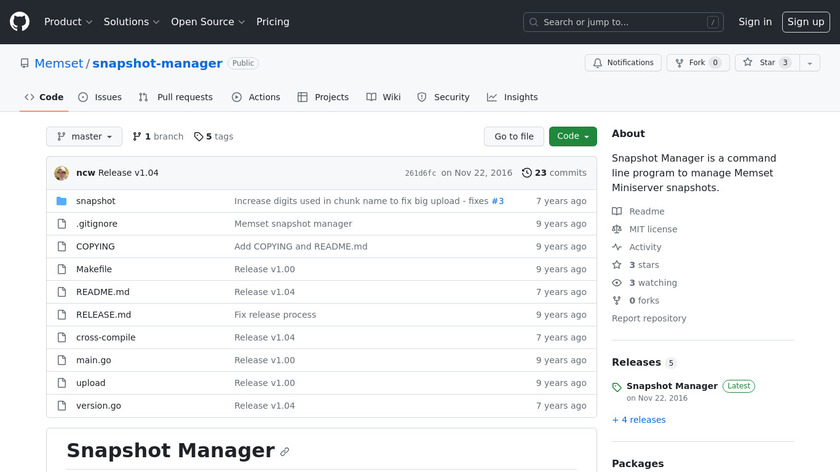LinMin Snapshot Manager Landing Page
