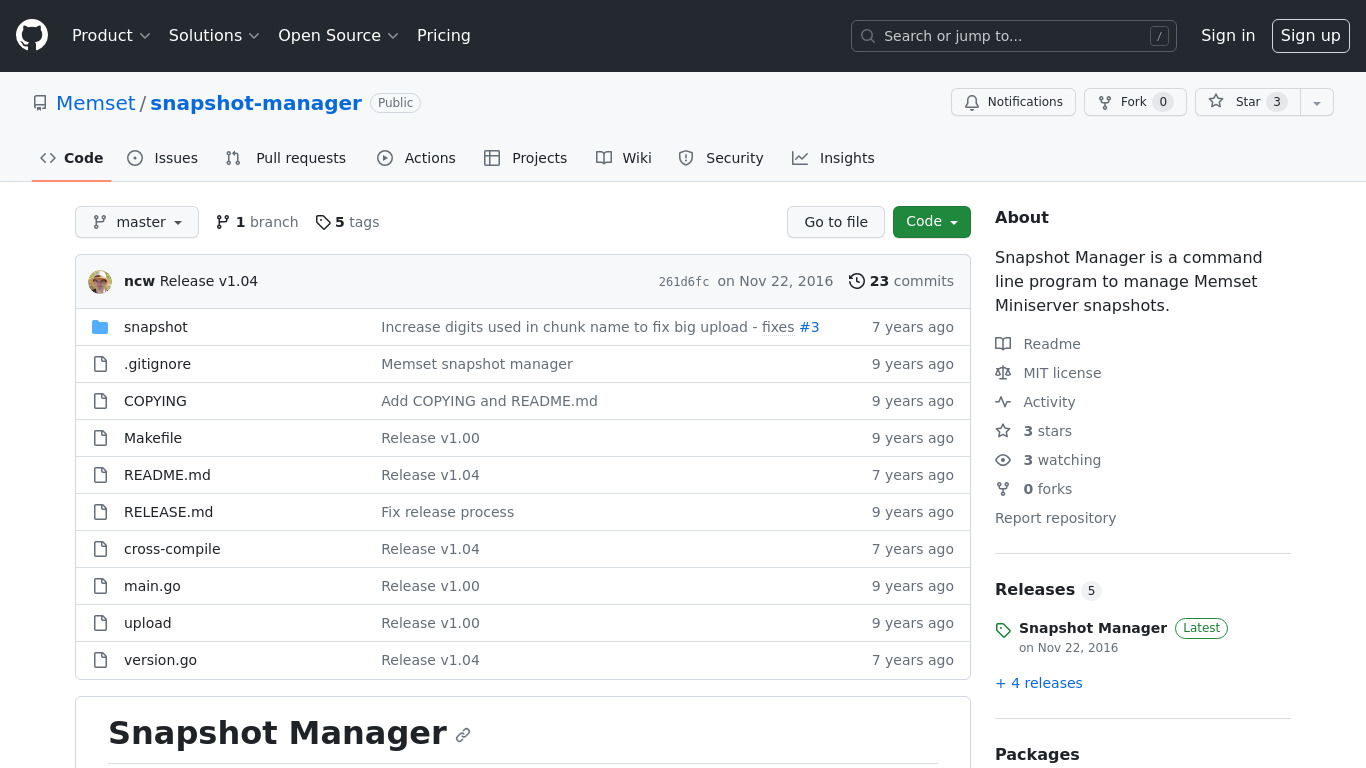 LinMin Snapshot Manager Landing page
