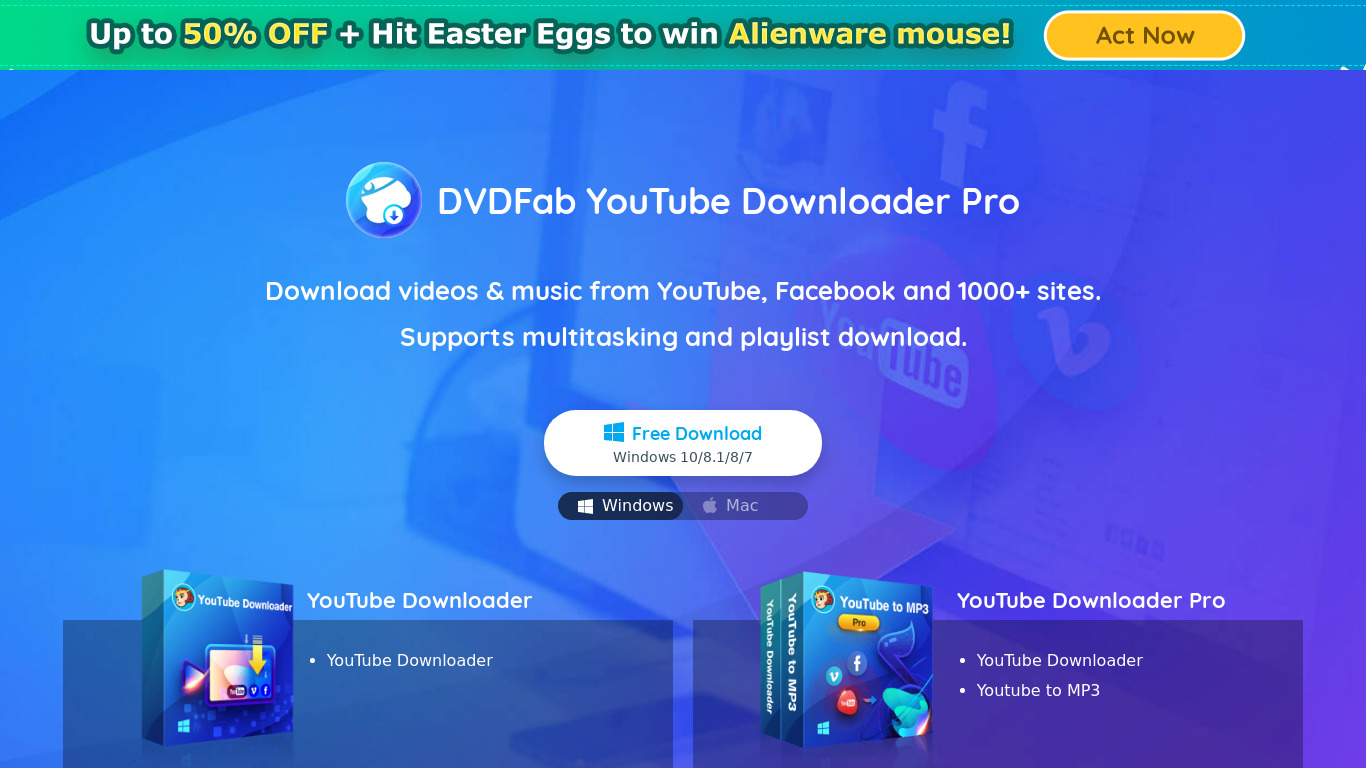 DVDFab YouTube Video Downloader Landing page