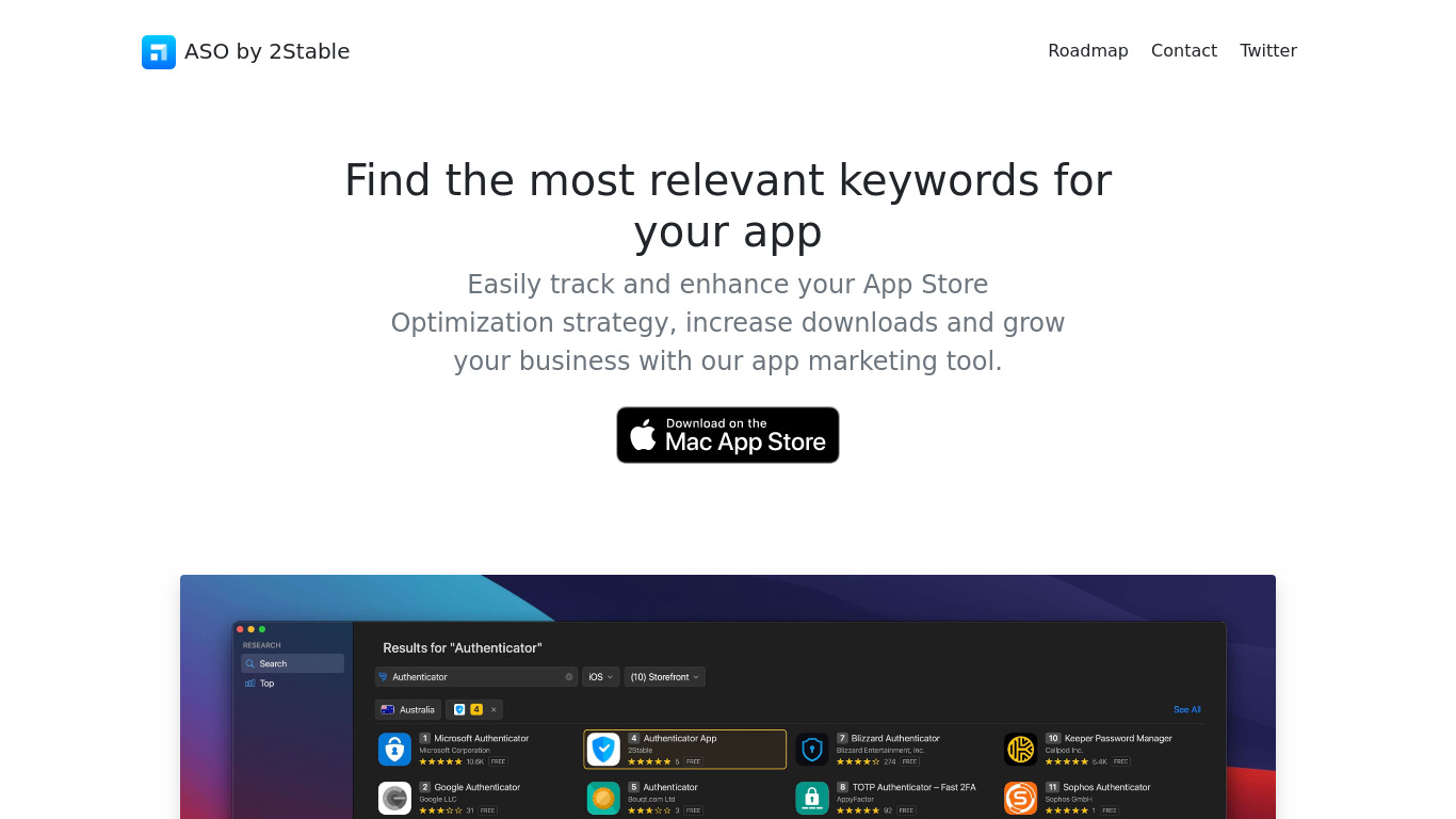 ASO by 2Stable Landing page
