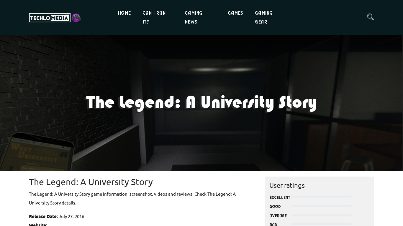 The Legend: A University Story Landing page