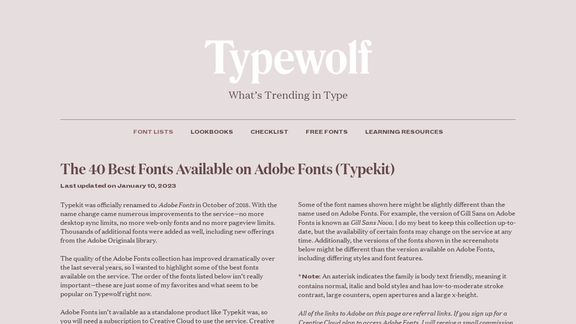 Adobe Fonts Landing Page