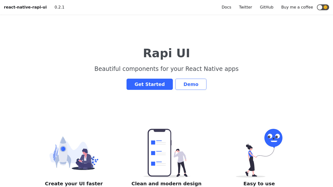 Rapi UI Landing page
