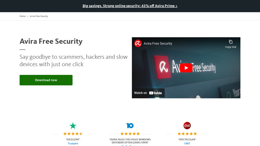 Avira Free Security Landing Page