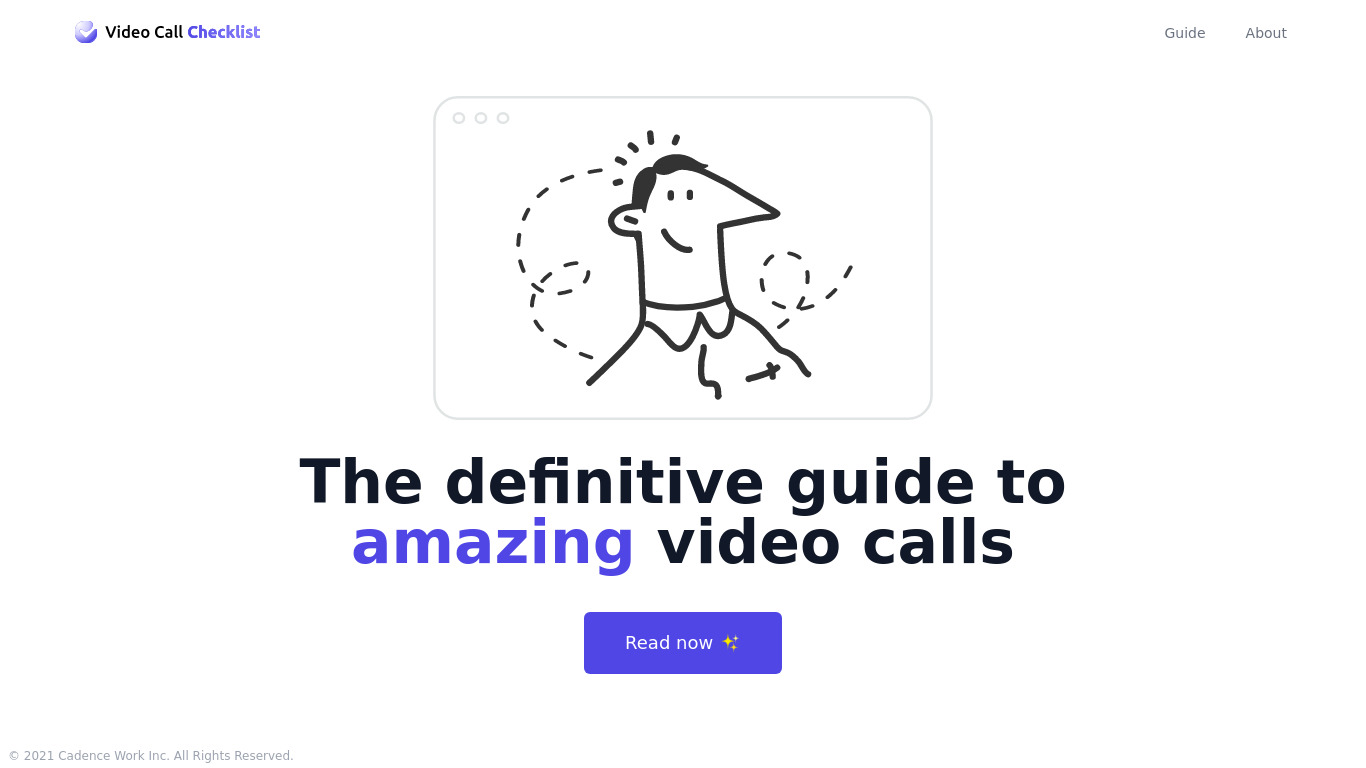Video Call Checklist Landing page