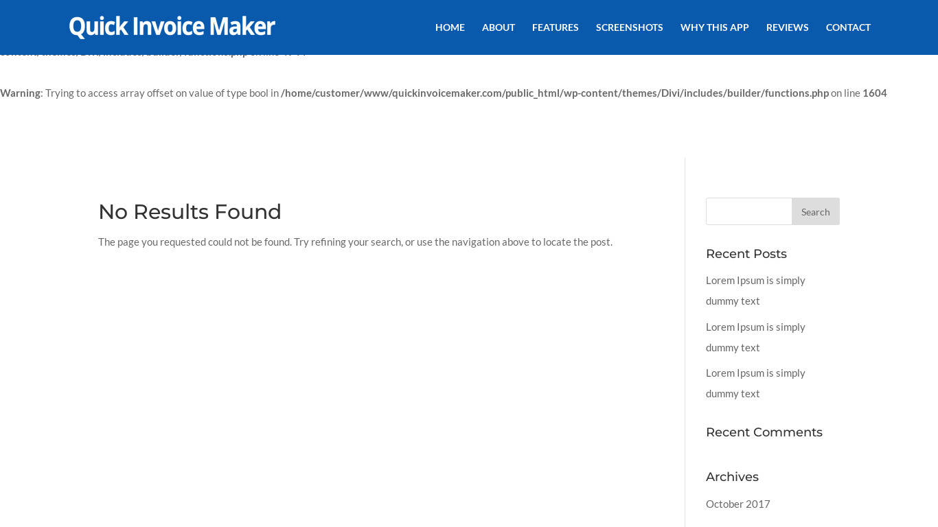 quickinvoicemaker.com Quick Invoice Maker Landing page