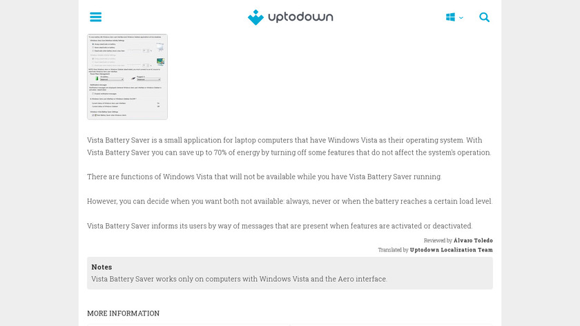 Vista Battery Saver Landing Page
