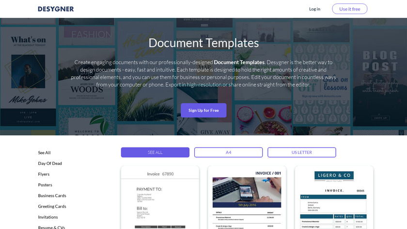 desygner.com Document Maker Landing Page