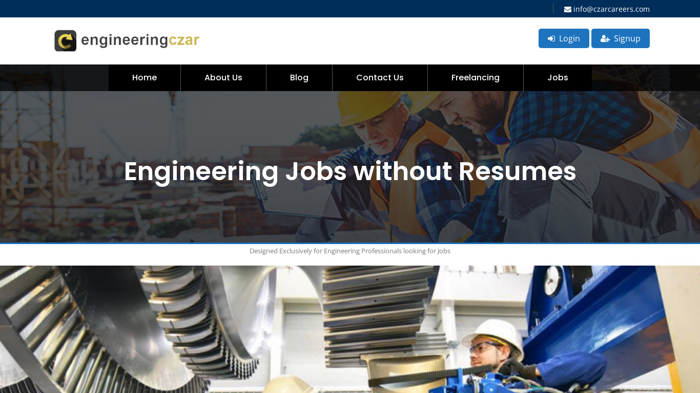 Engineering Job Czar Landing page