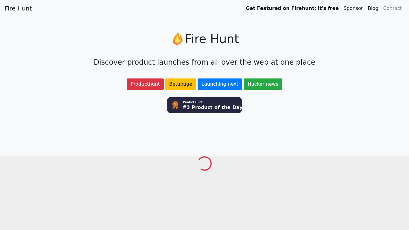 Fire Hunt Landing page