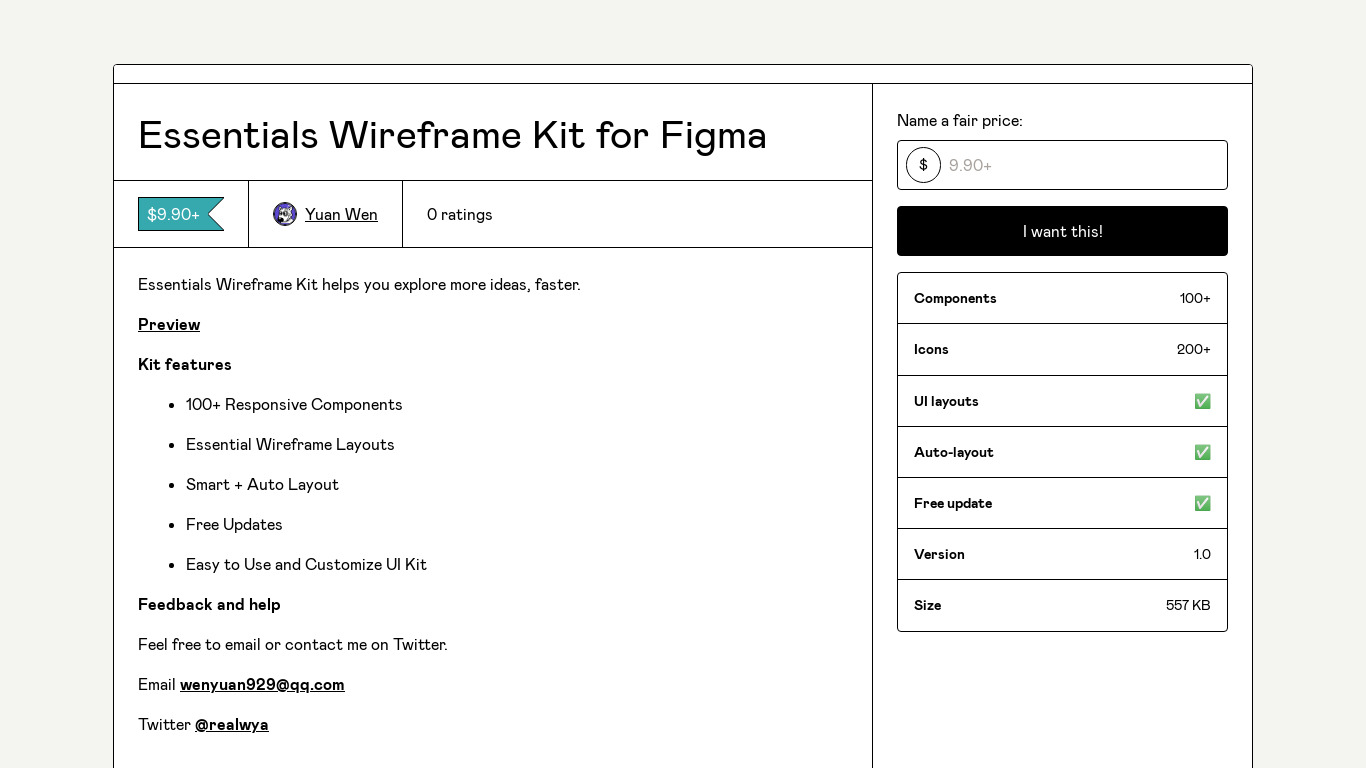 Essentials Wireframe Kit Landing page