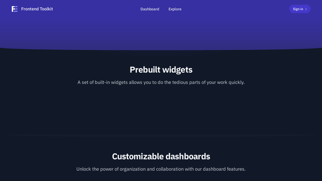 Frontend Toolkit Landing page