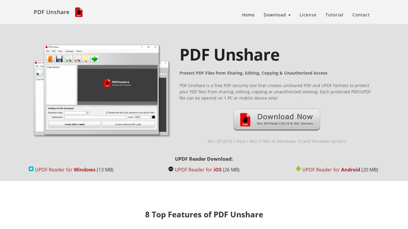 PDF Unshare Landing Page