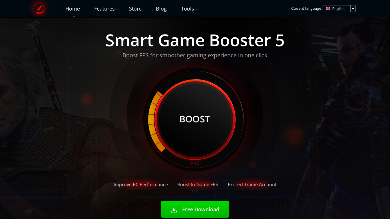 PC Game Boost Landing page