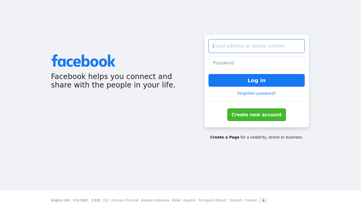 Go for FaceBook Landing page