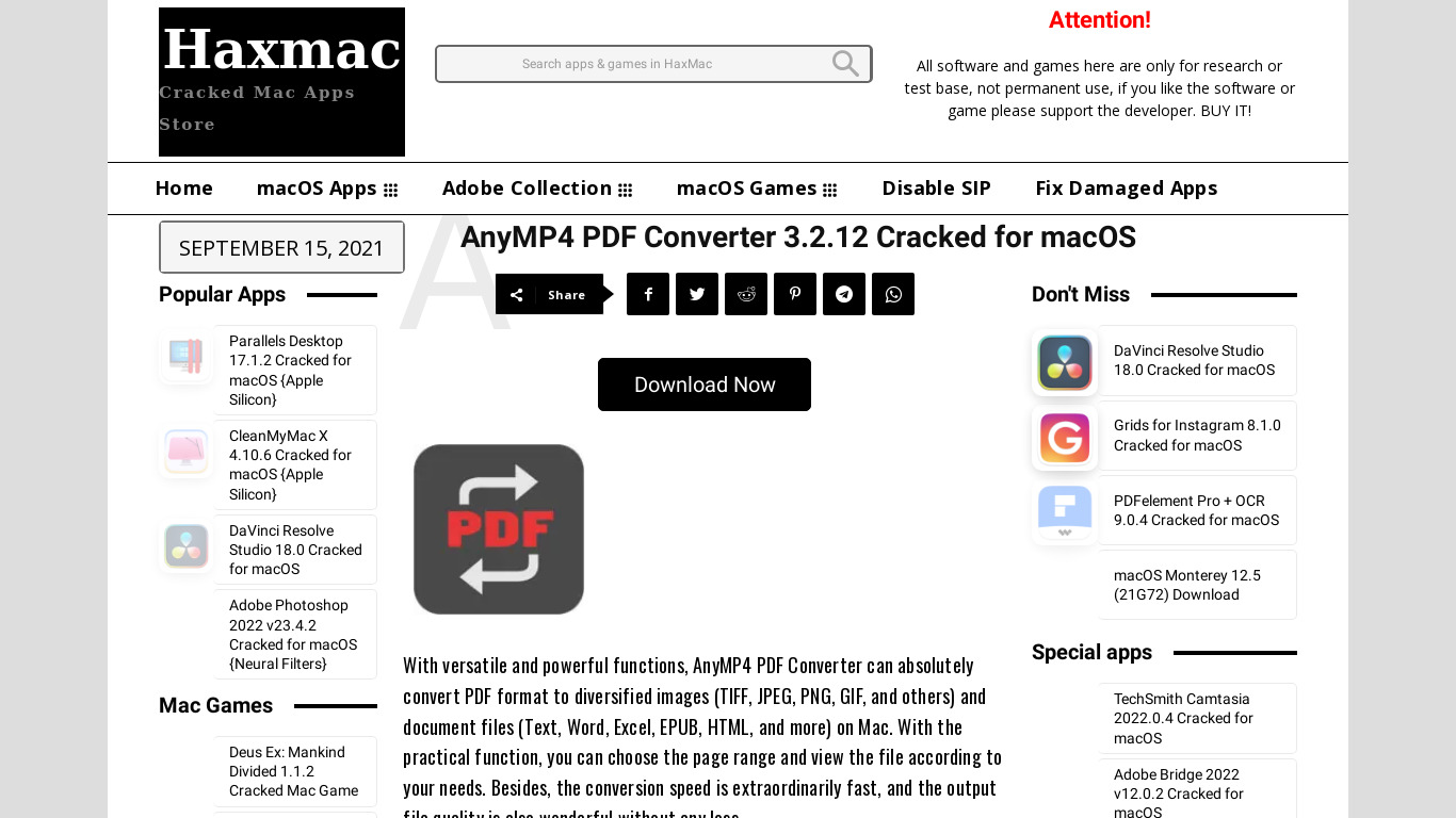 AnyMP4 PDF Converter Landing page
