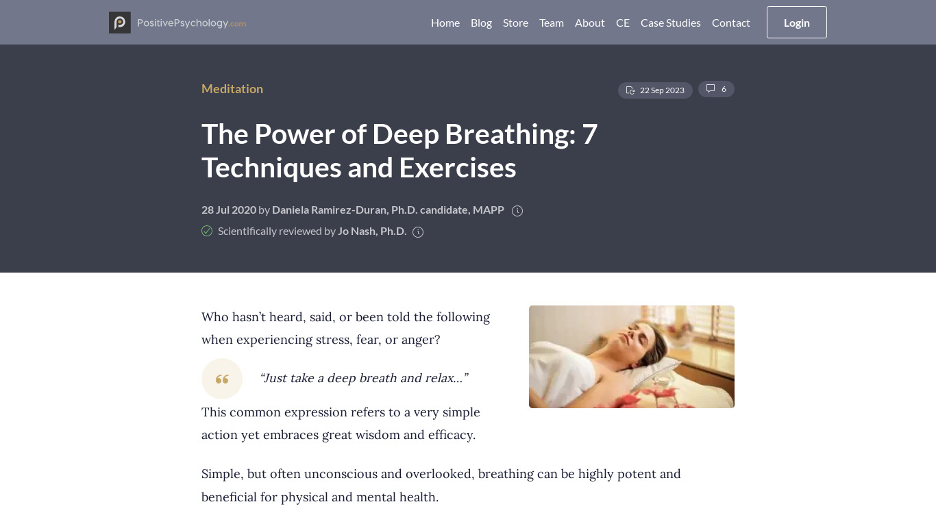Pulse - breathing techniques Landing page