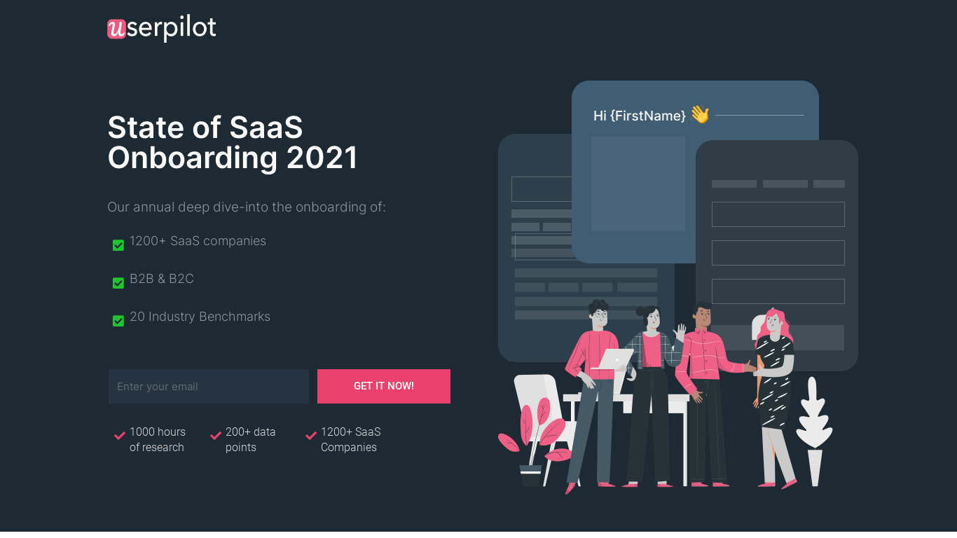 State of SaaS Onboarding 2021 Landing page