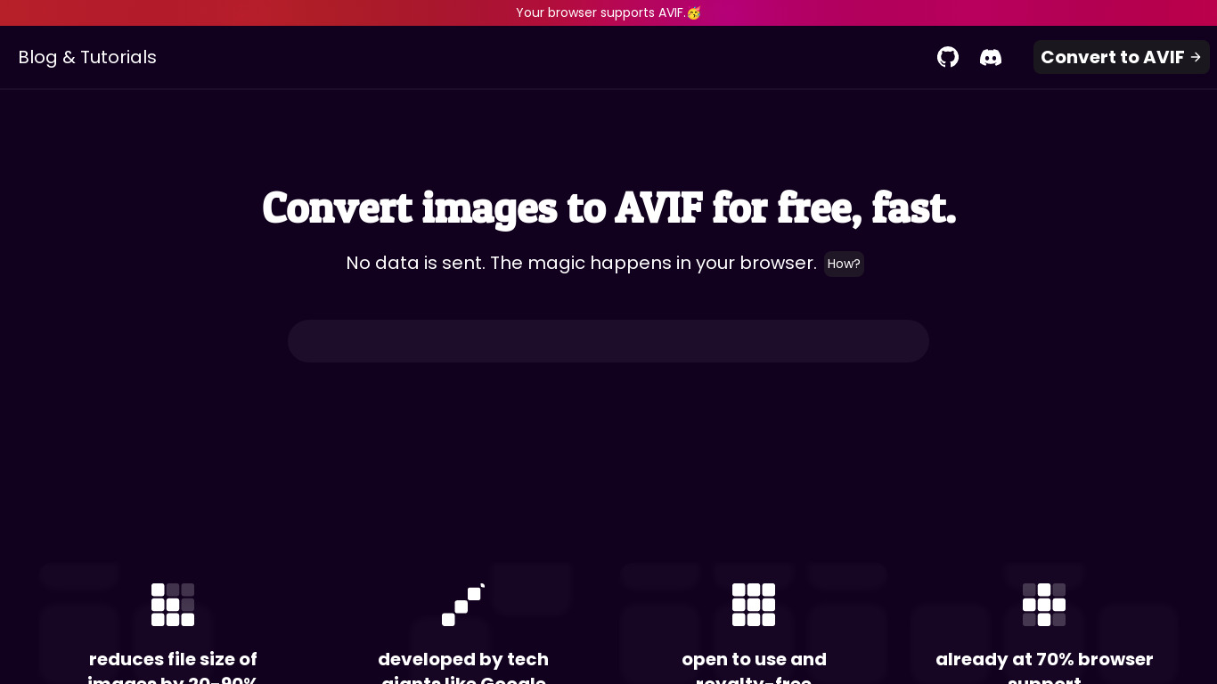 avif.io Landing page