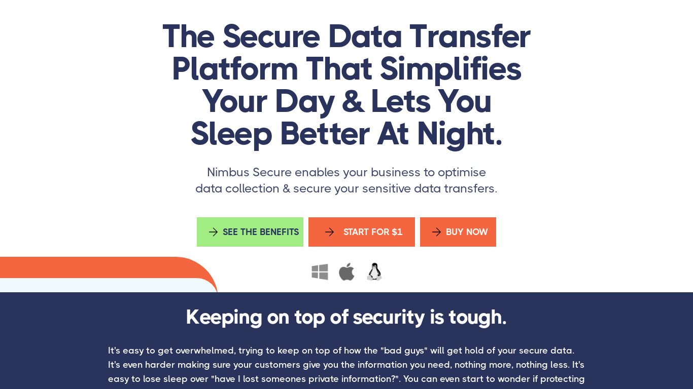Nimbus Secure Landing page