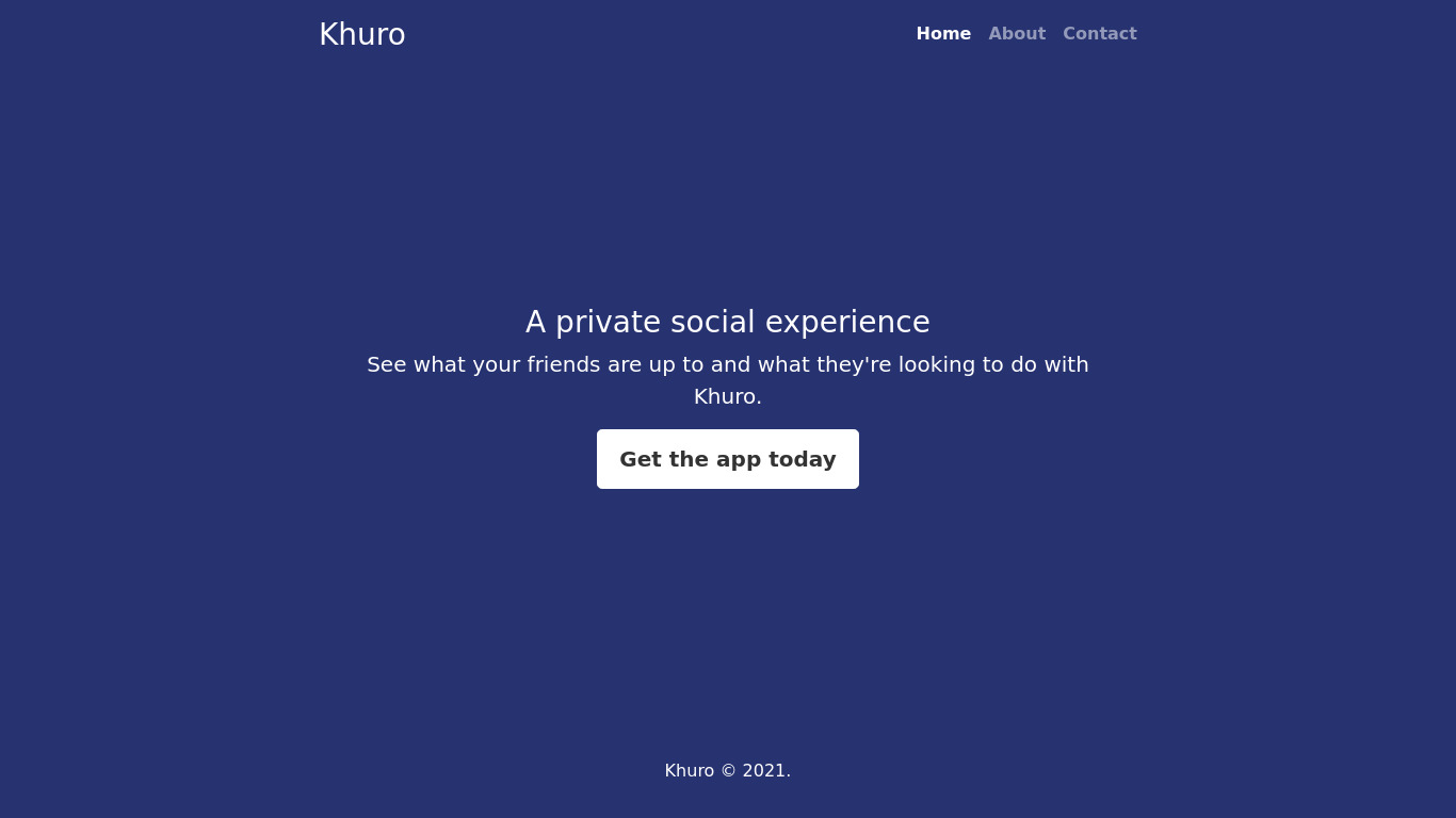 Khuro Landing page