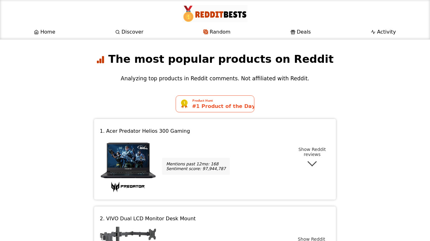 Reddit Bests Landing page