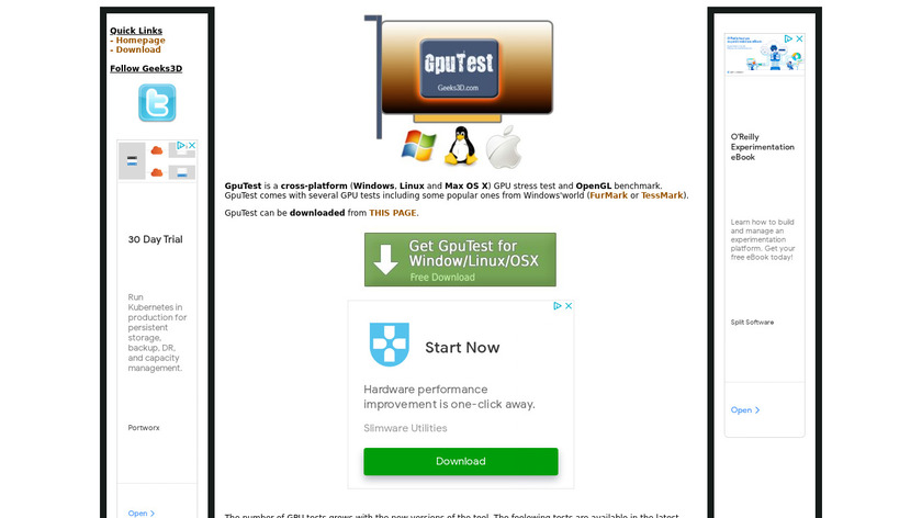 GpuTest Landing Page