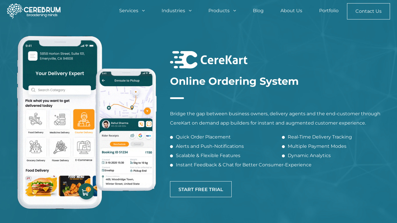 CereKart by Cerebrum Infotech Landing page