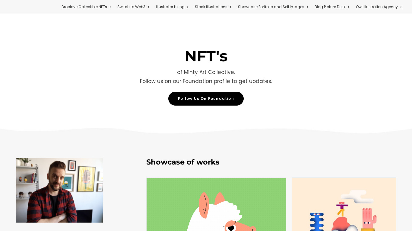 Minty Art Collective Landing page