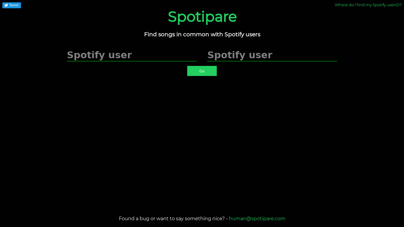 Spotipare Landing page