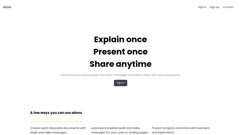 Allons Landing Page