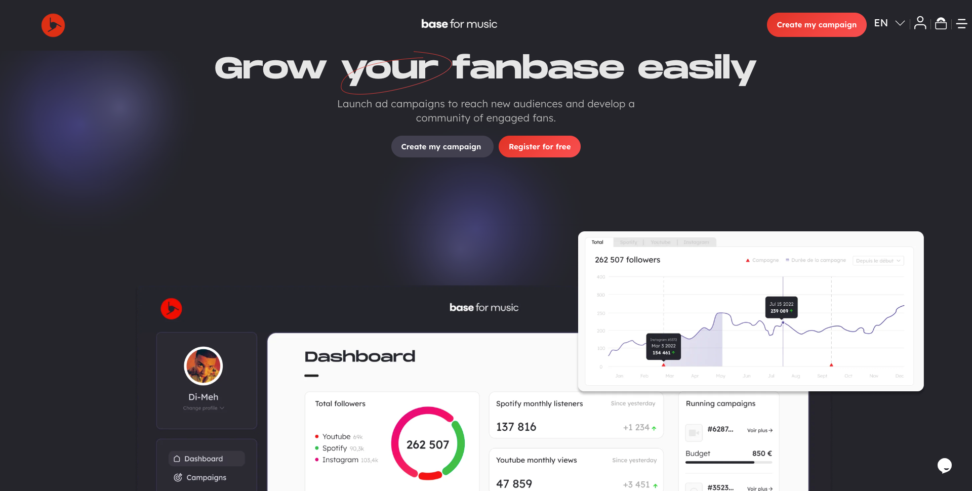 Base for music Landing page