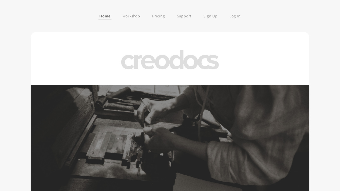 Creodocs Landing page